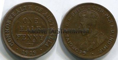 Монета 1/2 пенни 1919 года Австралия