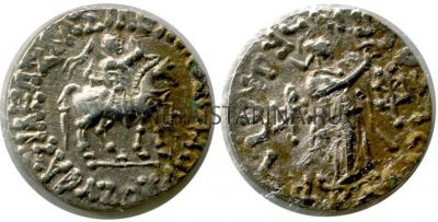 Монета серебряная тетрадрахма Индо-Скифское царство I в. до н.э.