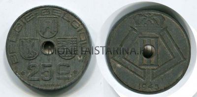 Монета 25 сентимов 1943 год Бельгия