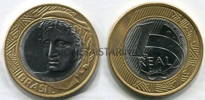 Монета 1 реал 2009 года Бразилия
