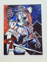 Цветная линогравюра Аранжировка картины П. Пикассо