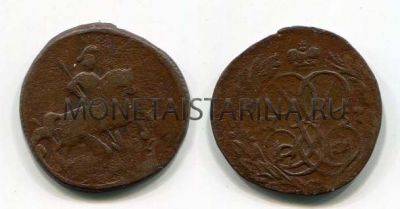 Монета медная денга 1757 года. Императрица Елизавета Петровна