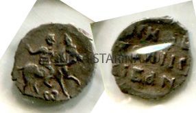 Монета серебряная денга Тверская.Царь Иван Васильевич IV  (Грозный)