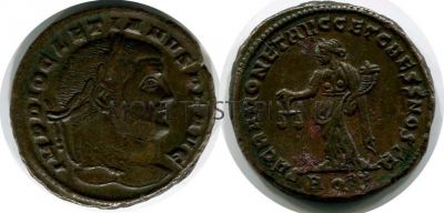 Монета бронзовая 1 фоллис Диоклетиана (284-305 гг.)