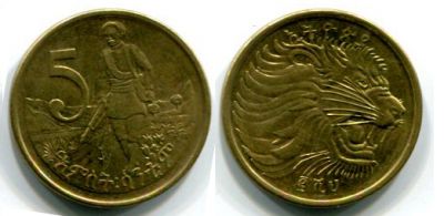 Монета 5 центов Эфиопия