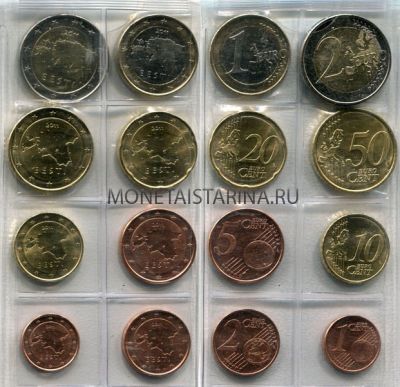 Набор монет евро. Эстония