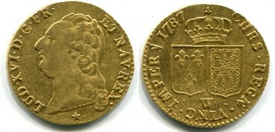 Монета  Луидор "с двумя щитами" 1787 год Франция