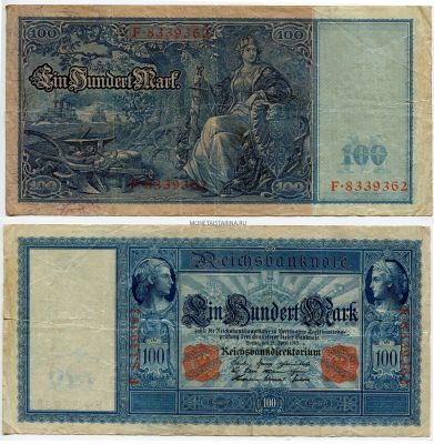 Банкнота 100 марок 1910 года Германия