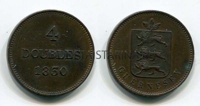 Монета 4 дубля 1830 года Гернси