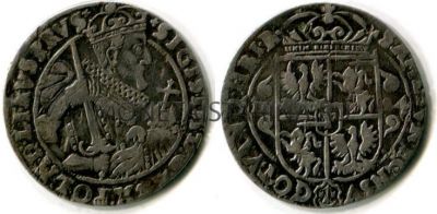 Монета серебряная 6 грошей 1624 года. Польша