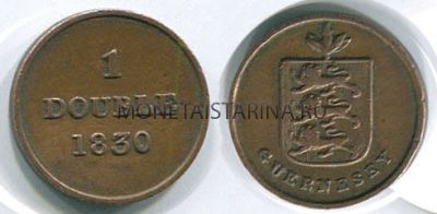 Монета 1 дубль1830 года Гернси