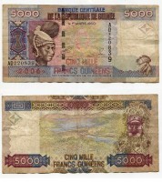Банкнота 5000 франков 2006 года Гвинея
