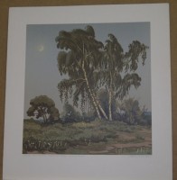 Цветная линогравюра "Майский вечер" Москва- Крылатское". Художник-график Каримов А.Н. , 1983