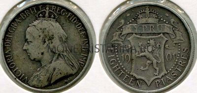 Монета  18 пиастров 1901 год Кипр