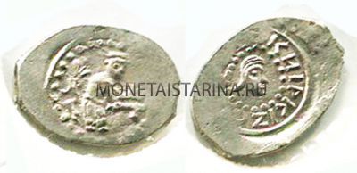 Монета серебряная денга (чешуйка) XV века Нижегородско-Суздальское великое княжество