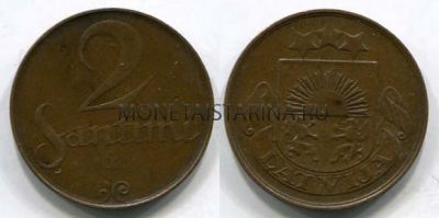 Монета 2 сантима 1922 года Латвия