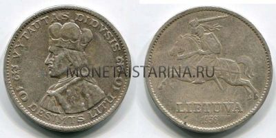 Монета серебряная 10 литов 1936 года Литва