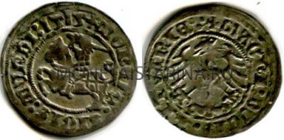 Монета серебряная 1 грош 1515 года. Литва