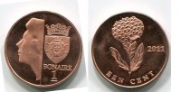 Монета 1 цент 2011 года Остров Бонайре Антильские острова