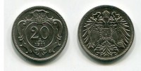 Монета 20 геллеров 1911 года Австрийсквая Республика