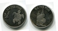 Монета 5 франков 2014 года Остров Пинс Черепаший Новая Каледония