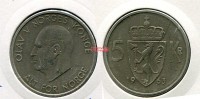 Монета 5 крон 1963 года Норвегия