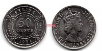 Монета 50 центов 1991 года Белиз