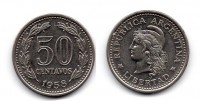Монета 50 сентаво 1958 года Аргентина
