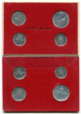 Подарочный набор из 4-х монет 1952 года Ватикан