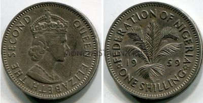 Монета 1 шиллинг 1959 года. Нигерия