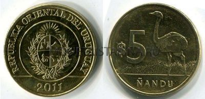 Монета 5 песо 2011 года Уругвай