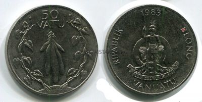 №1 Монета 50 вату 1983 год Вануату