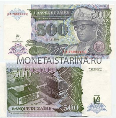 Банкнота 500 новых заиров 1994 года Заир