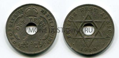 Монета 1 пенни 1940 год Британская Западная Африка