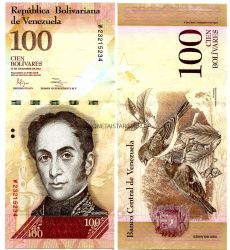 Банкнота 100 боливаров 2012 года Венесуэла
