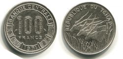 Монета 100 франков 1971 год Чад