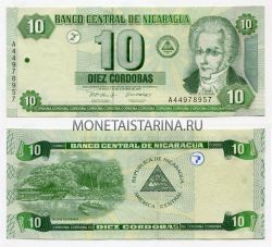 Банкнота 10 кордоба 2002 года Никарагуа