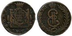 Монета медная Сибирская 10 копеек 1780 года. Императрица Екатерина II