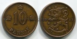 Монета 10 пенни 1937 год Финляндия