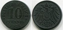 Монета 10 пфеннигов 1922 года. Германия