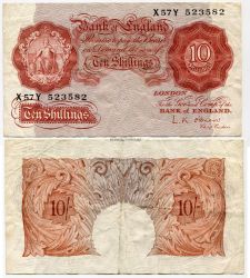 Банкнота 10 шиллингов 1961-1962 г. Великобритания