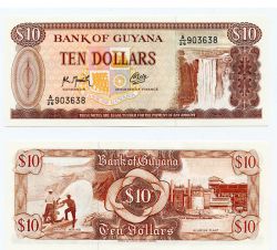 Банкнота 10 долларов 1966 года Гайана