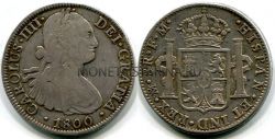 Монета серебряная 8 реалов 1800 года. Мексика (Испания)