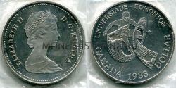 Монета серебряная 1 доллар 1983 года Канада
