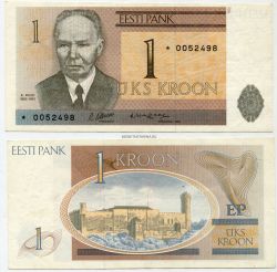 Банкнота 1 крона 1992 года. Эстония.