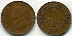 Монета 1 пенни 1933 года. Австралия