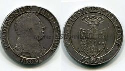 Монета серебряная Неаполитанский пиастр (120 грано) 1805 года Фердинанд IV Италия