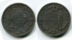 Монета серебряная Сицилийский пиастр (120 грано) 1818 года Фердинанд I Италия