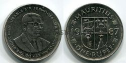Монета 1 рупий 1987 год Маврикий
