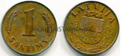 Монета 1 сантим 1938 года Латвия